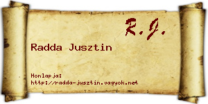 Radda Jusztin névjegykártya